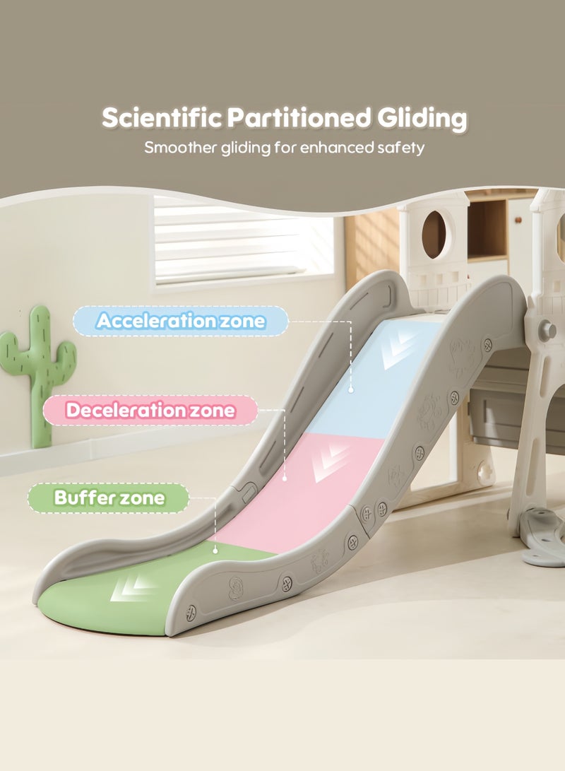 فامابي مجموعة ألعاب الأطفال 3 في 1 تتضمن زحليقة وأرجوحة وحلقة كرة سلة، لعبة تسلق مناسبة للاستخدام الداخلي والخارجي للأطفال الصغار. - Image 3